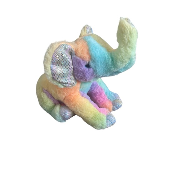 The Petting Zoo Elephant Plush Stuffed‎ Animal Rainbow Tie Dye New - Picture 3 of 11